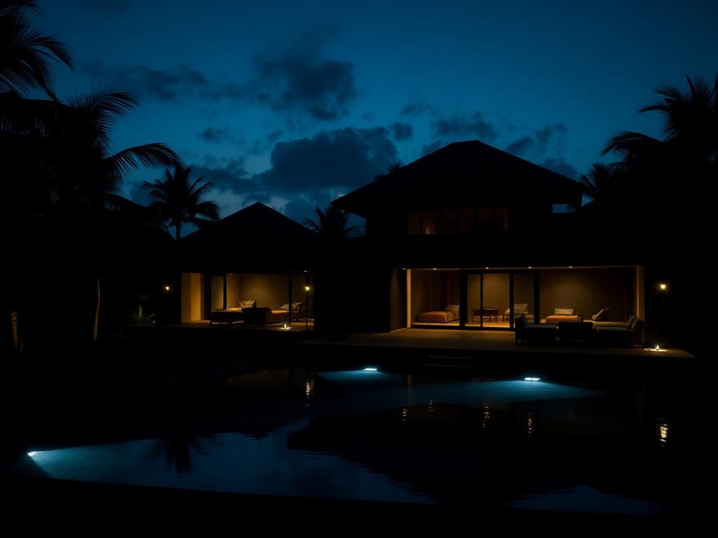 Private luxury villa estate in Bali at dusk